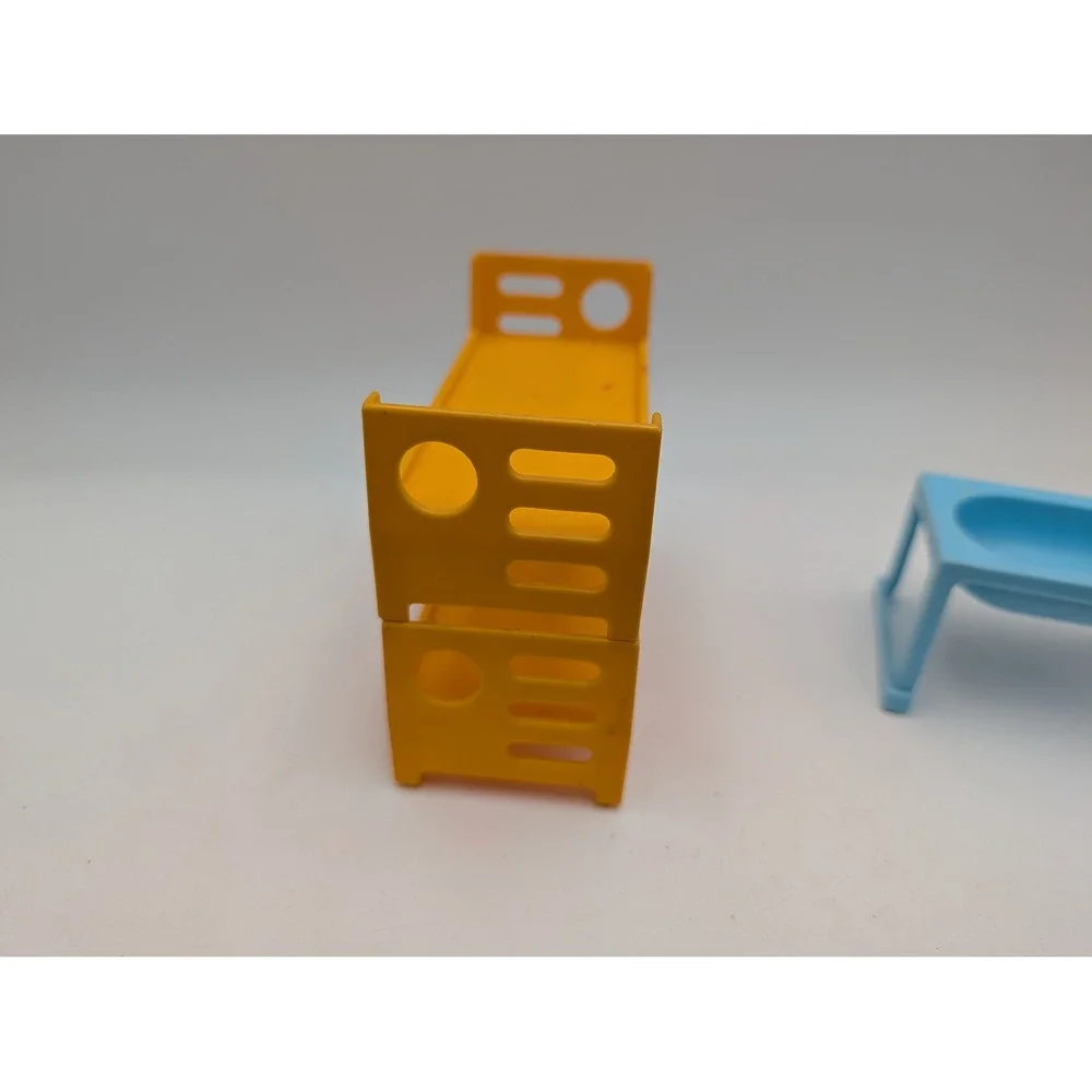 Fisher Price Dollhouse Furniture Yellow Bunk Beds Blue Sink Set Vintage